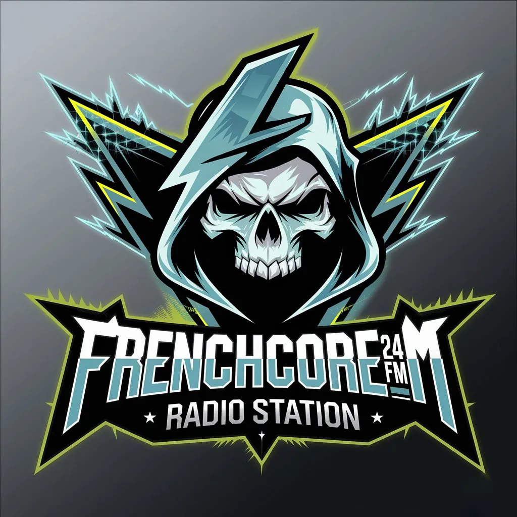 Frenchcore24FM-radio.nl site screenshot with navigation menu